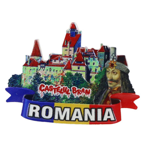 Magnet de frigider din rasina 8x6 CM, Romania & Castelul Bran