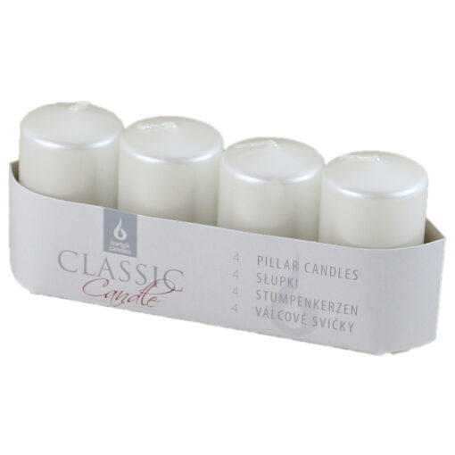 Set 4 lumanari advent Alb metalizat, 4x7 CM, Classic Candle