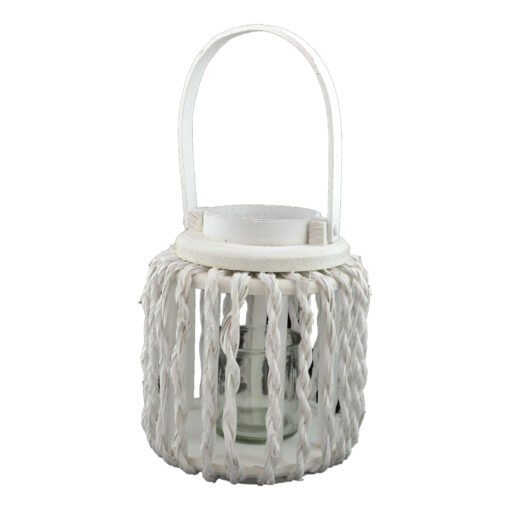 Felinar realizat din ratan cu candela - Rotund 22 cm