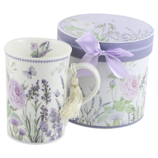 Cana din ceramica 300 ml - Lavanda&Trandafir, cu cutie cadou