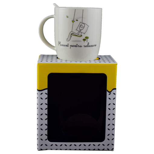 Cana cu lingurita 330 ml "Moment pentru relaxare" in cutie decorativa