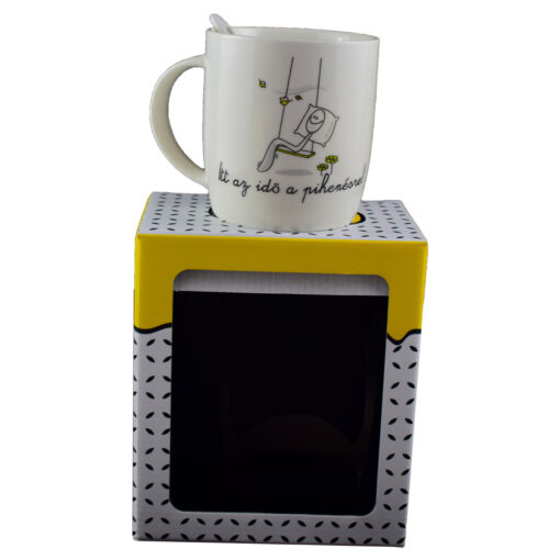 Cana cu lingurita 330 ml "Itt az ido a pihenesre", in cutie decorativa