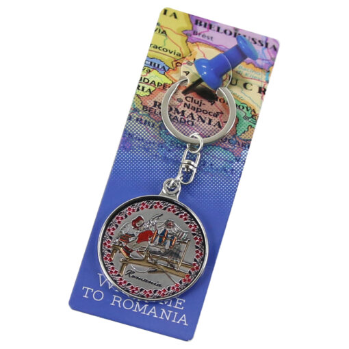 Breloc din metal "Romania" 4x10 CM