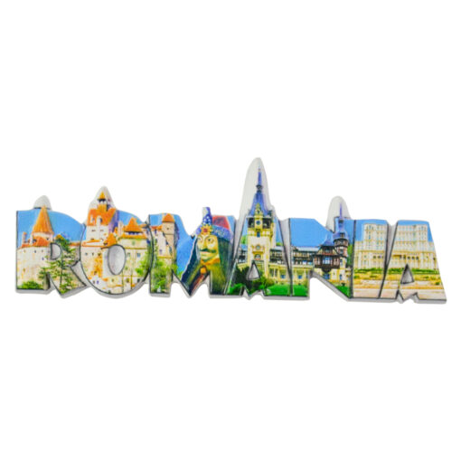 Magnet frigider din rasina Romania 10 x 3.5 CM
