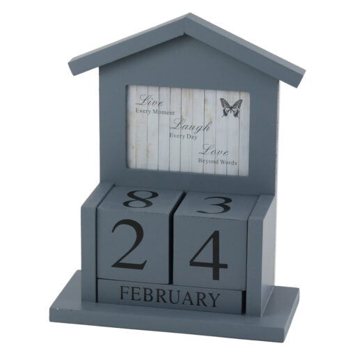 Calendar perpetuu din lemn Casuta 24 CM, cu rama foto