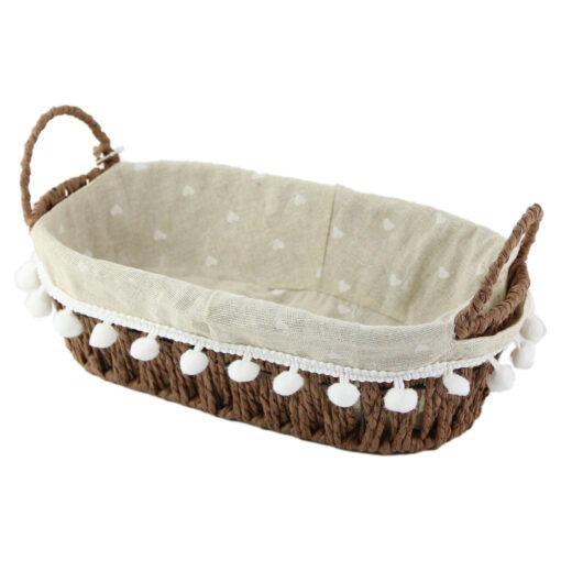 Cos paine din rachita cu husa 27x14 CM - Design cu inimioare