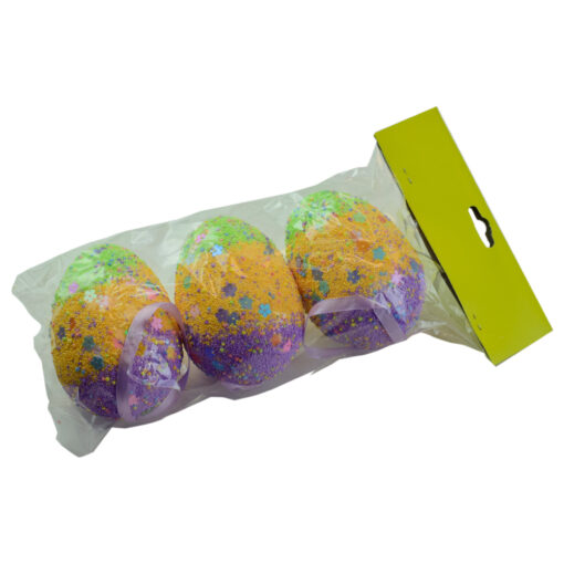 Set 3 oua colorate pentru Pasti din plastic - Design cu flori