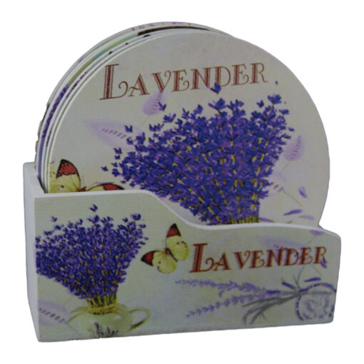 Set 6 suporturi pahare din lemn 10 CM Lavender