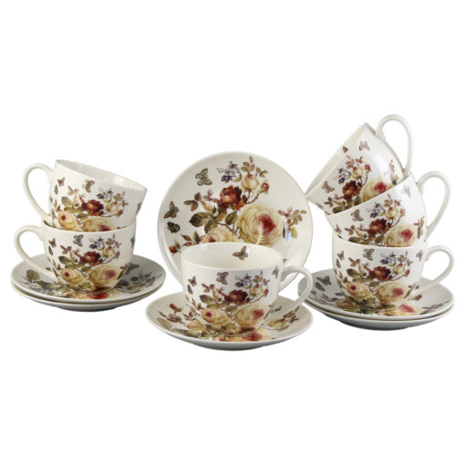 Set 6 cesti cu farfurii din portelan 250 ml "Zahra"