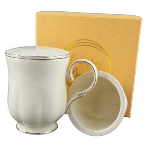 Cana portelan cu infuzor si capac "Clark" in cutie decorativa