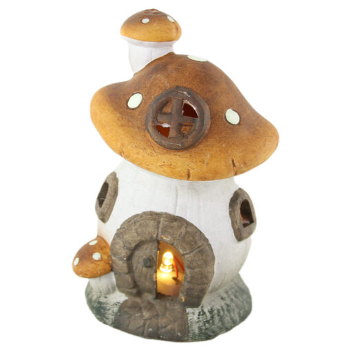 Candela Casuta ciuperca din ceramica cu led 14 CM