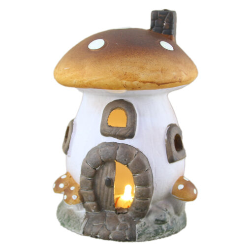 Candela Casuta ciuperca din ceramica cu led 18 CM
