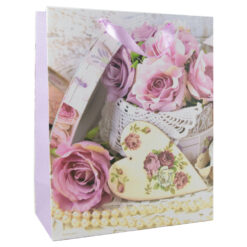 Punga cadou din hartie 26x32 CM - Rose vintage