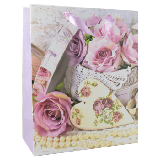 Punga cadou din hartie 26x32 CM - Rose vintage