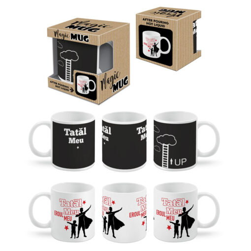Cana termosensibila 300 ml "Tatal meu, Eroul meu" - Magic Mug
