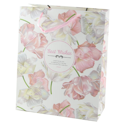 Punga cadou din hartie 26x32 CM - Best Wishes Floral