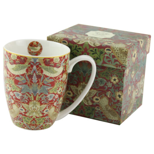 Cana portelan 380 ml "Strawberry Thief Red" de William Morris