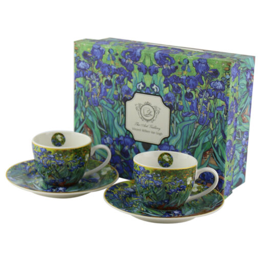 Set 2 cesti espresso cu farfurii 110 ml "Irises" de Van Gogh