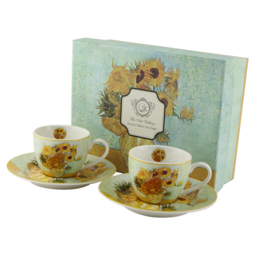 Set 2 cesti espresso cu farfurii 110 ml "Sunflowers" de Van Gogh