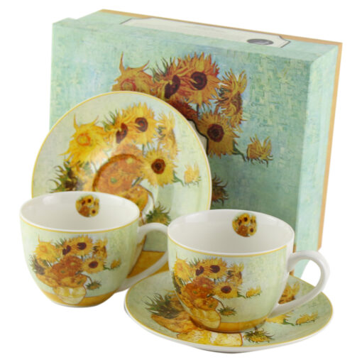 Set 2 cesti cu farfurii din portelan 280 ml "Sunflowers" de Van Gogh