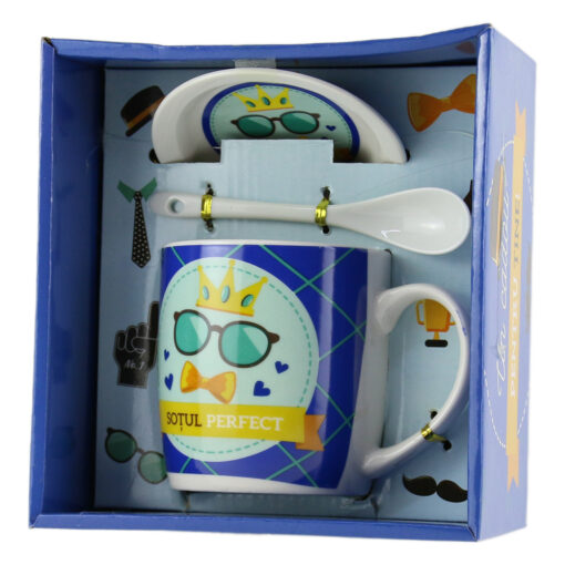 Cana cu farfurie si lingurita din ceramica "Sotul Perfect"