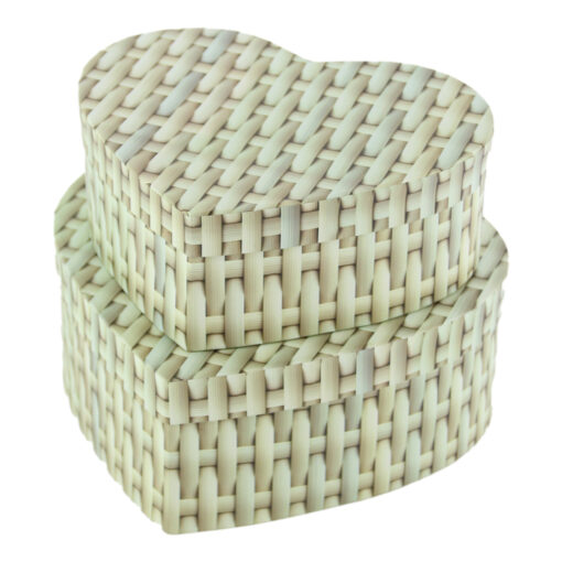 Set 2 cutii cadou Inimioara cu capac 19/22 CM - Design impletit