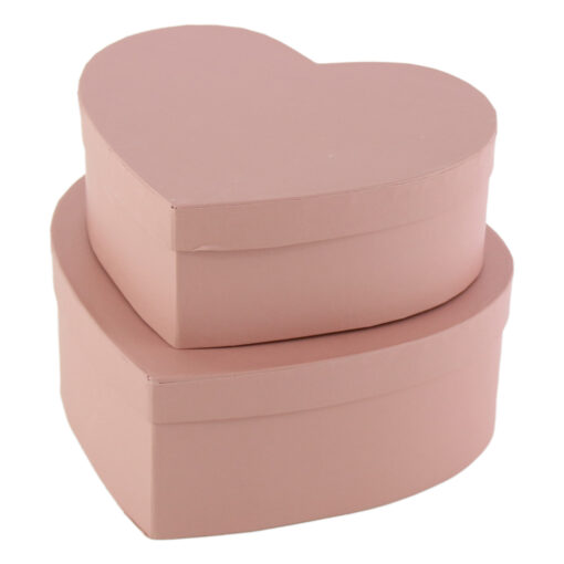 Set 2 cutii cadou Inimioara cu capac, Roz 19/22 CM