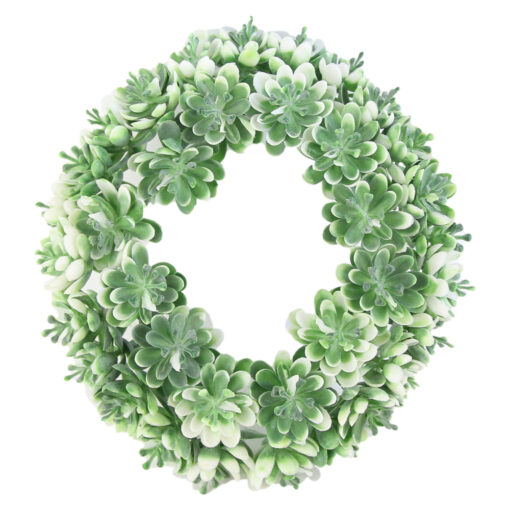 Coroana artificiala cu flori suculente 18 CM, Verde