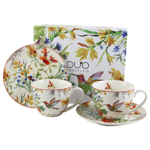 Set 2 cesti cu farfurii din portelan 270 ml "Linnea" in cutie decorativa