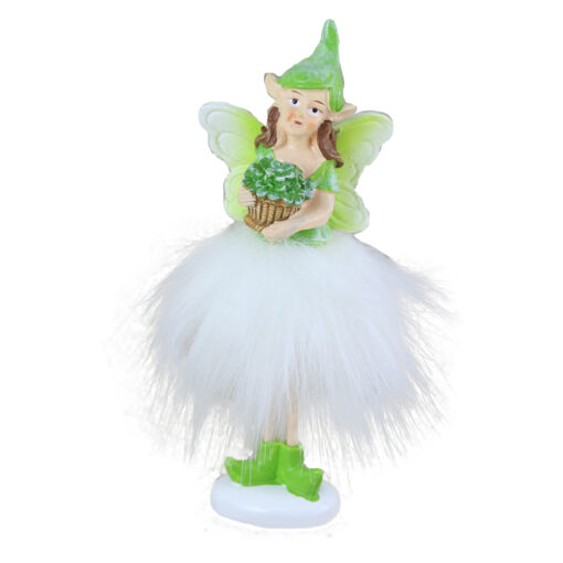 Figurina Zana Verde cu floare din rasina 13 CM