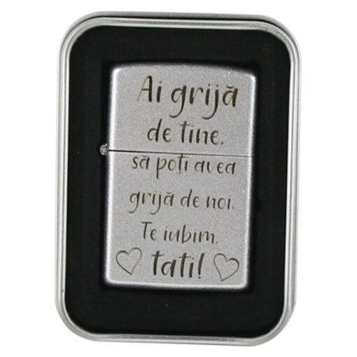 Bricheta metalica "Ai grija de tine Tati!", 3.5x5.5 CM, Argintiu