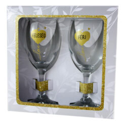 Set 2 pahare vin "Love - Feleseg/Ferj", 220 ml, in cutie eleganta