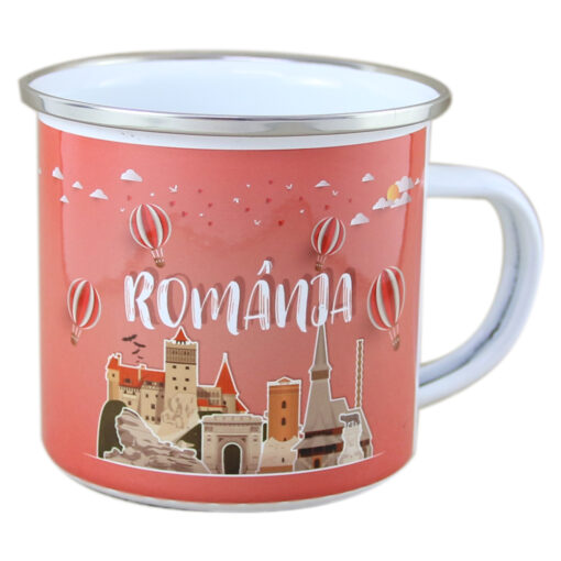 Cana metalica emailata 240 ml, Romania, Baloane cu aer