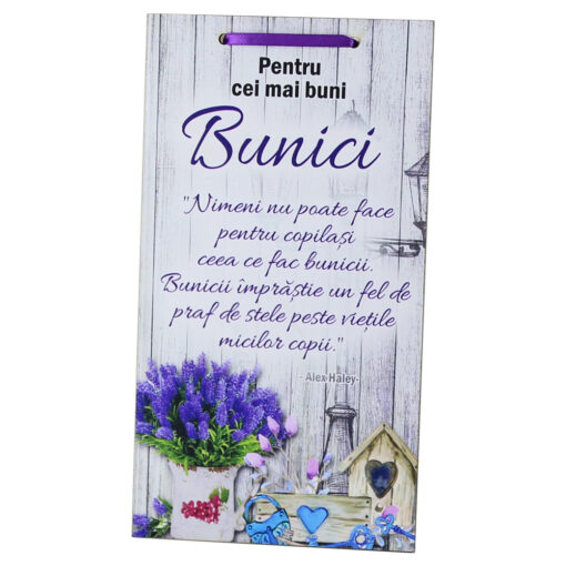 Tablou lemn personalizat "Pentru cei mai bun Bunici..." 15x27 CM
