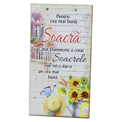Tablou lemn personalizat "Pentru cea mai buna Soacra? 15x27 CM