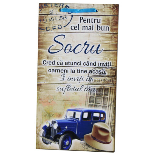 Tablou lemn personalizat "Pentru cel mai bun Socru?" 15x27 CM
