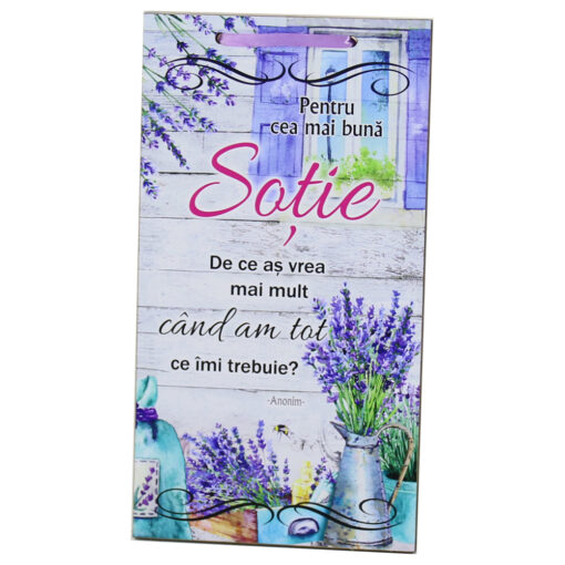 Tablou lemn personalizat "Pentru cea mai buna Sotie?" 15x27 CM