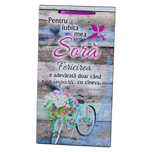 Tablou lemn personalizat "Pentru iubita mea Sora?" 15x27 CM