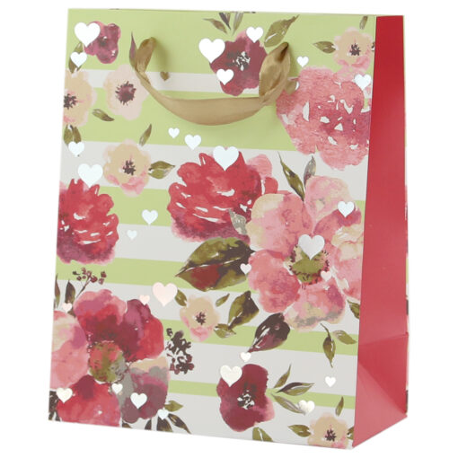 Punga cadou din hartie 18x23 CM - Flori cu inimioare