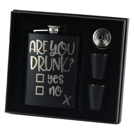 Set cadou "Are you drunk?" Plosca cu palnie si 2 pahare