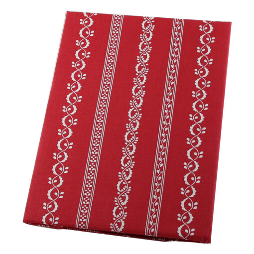 Fata de masa cu motiv traditional 140x180 CM, din bumbac, rosu cu alb