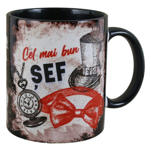Cana ceramica "Cel mai bun Sef", 330 ml, Negru