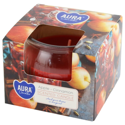 Lumanare parfumata in pahar sticla Apple Cinnamon, Aura 7x6 CM