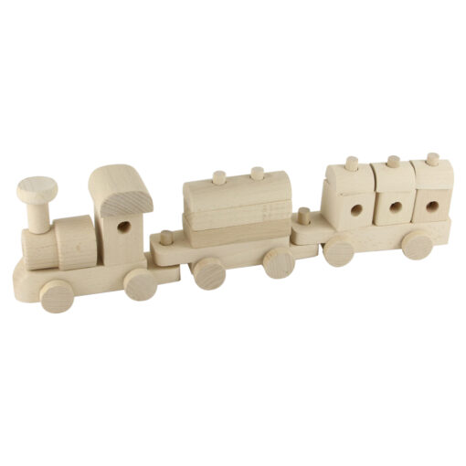 Jucarie din lemn Tren cu 2 vagoane 44 CM