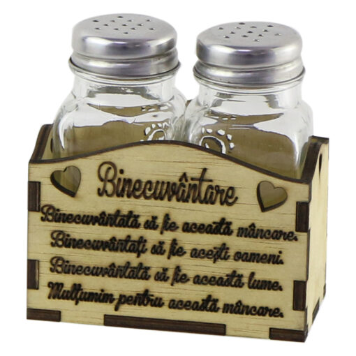 Set solnita si pipernita cu suport lemn "Binecuvantare"