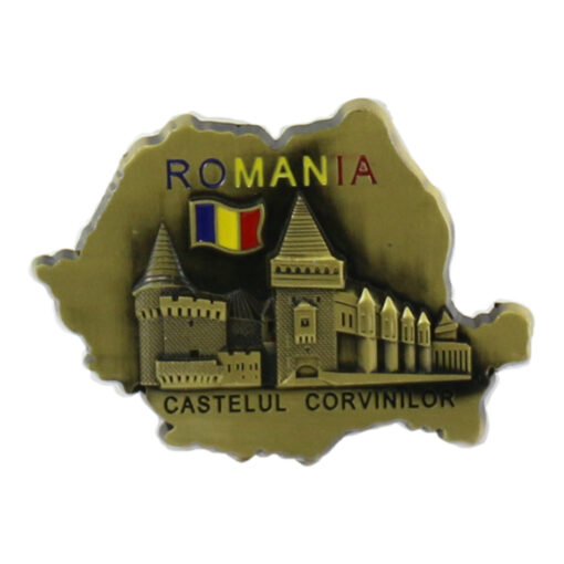 Magnet frigider din metal Castelul Corvinilor 8.5x6 CM, Harta