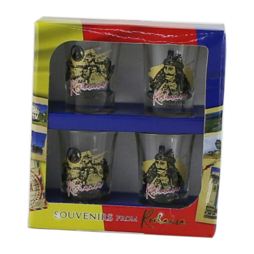 Set 4 pahare din sticla 35 ml, Romania - Castelul Bran/Vlad Tepes