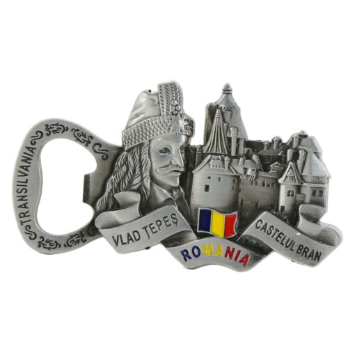 Magnet frigider cu desfacator din metal 9x5 CM, Romania, Vlad Tepes