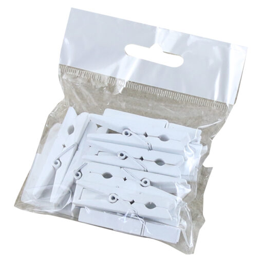 Set 12 cleme din lemn 5 CM, Alb