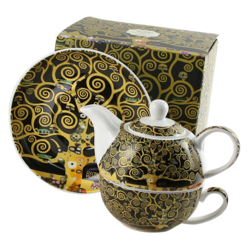 Set ceainic cu ceasca si farfurioara 350 ml/310 ml "Tree of Life" Gustav Klimt, in cutie decorativa